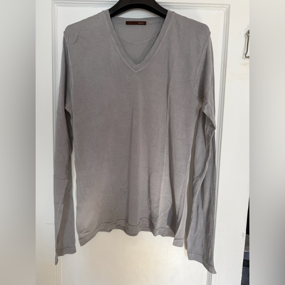 Bally Light Gray V-Neck Top